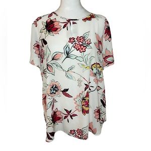 Van Heusen Sheer Floral Blouse Size Medium EUC